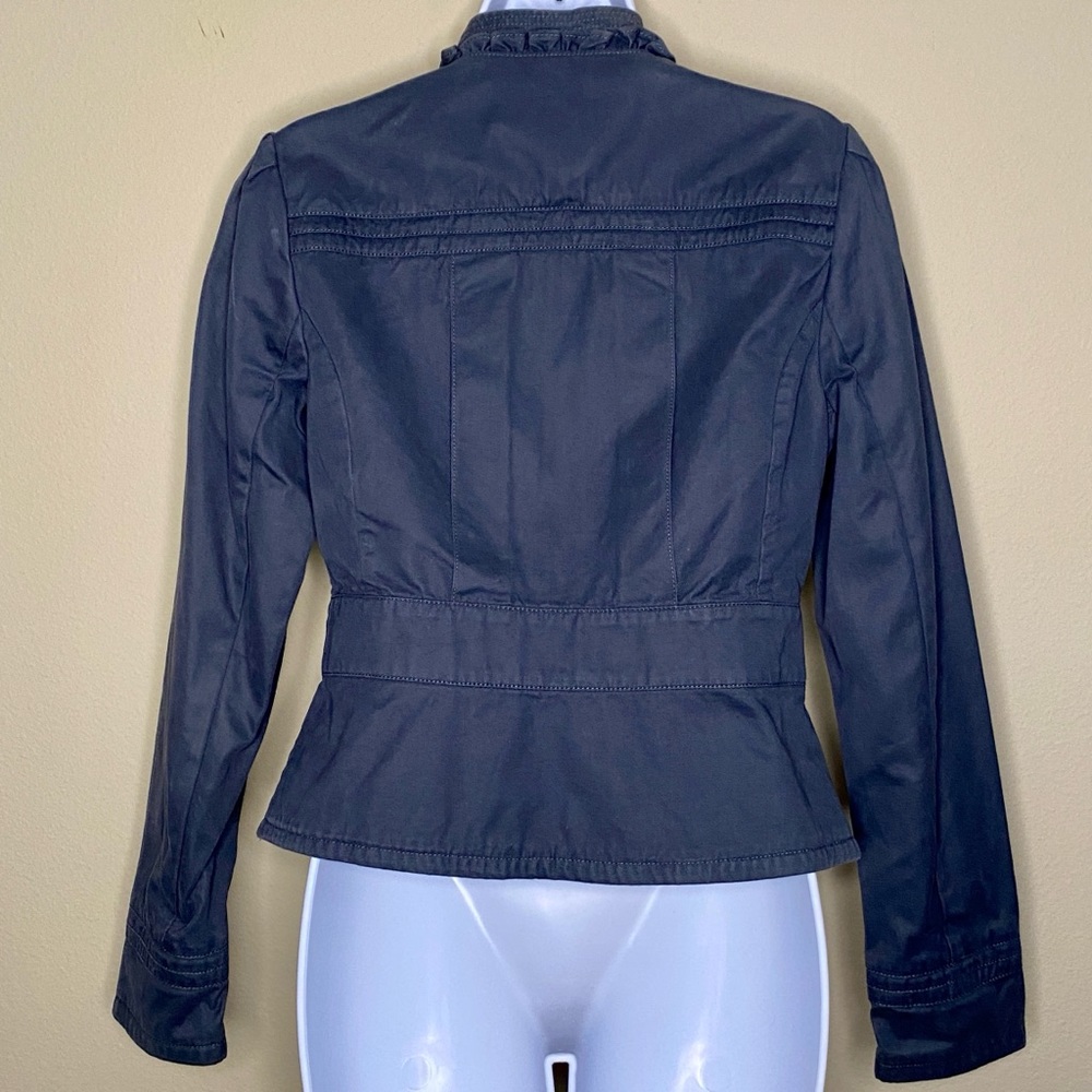 BANANA REPUBLIC Blue-Gray Structured Ruffle Jacket - Sz 4 - Picture 7 of 9